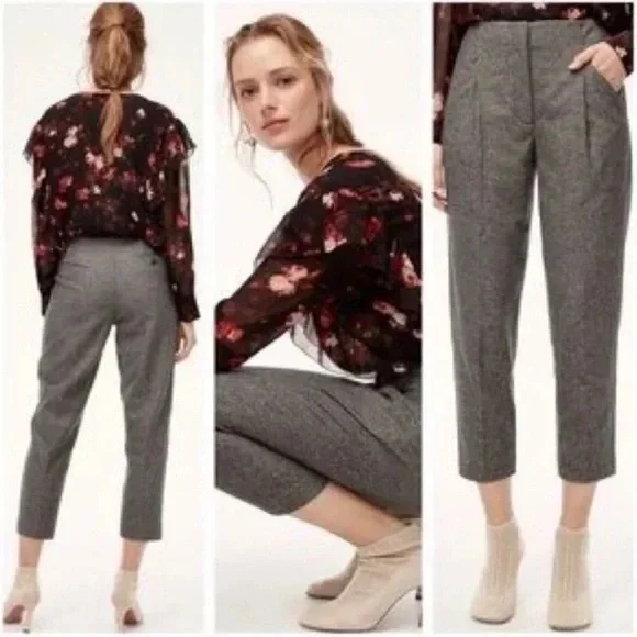 💕🩶 Aritzia Wilfred Chambery Wool Cashmere Crop Pants Gray 6 Minimalist Classic - Picture 2 of 11